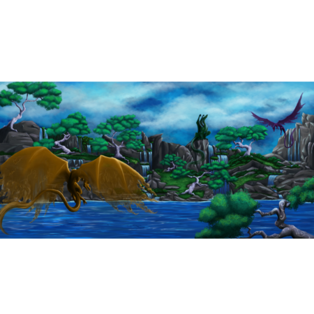 dragon waterfall desk mat