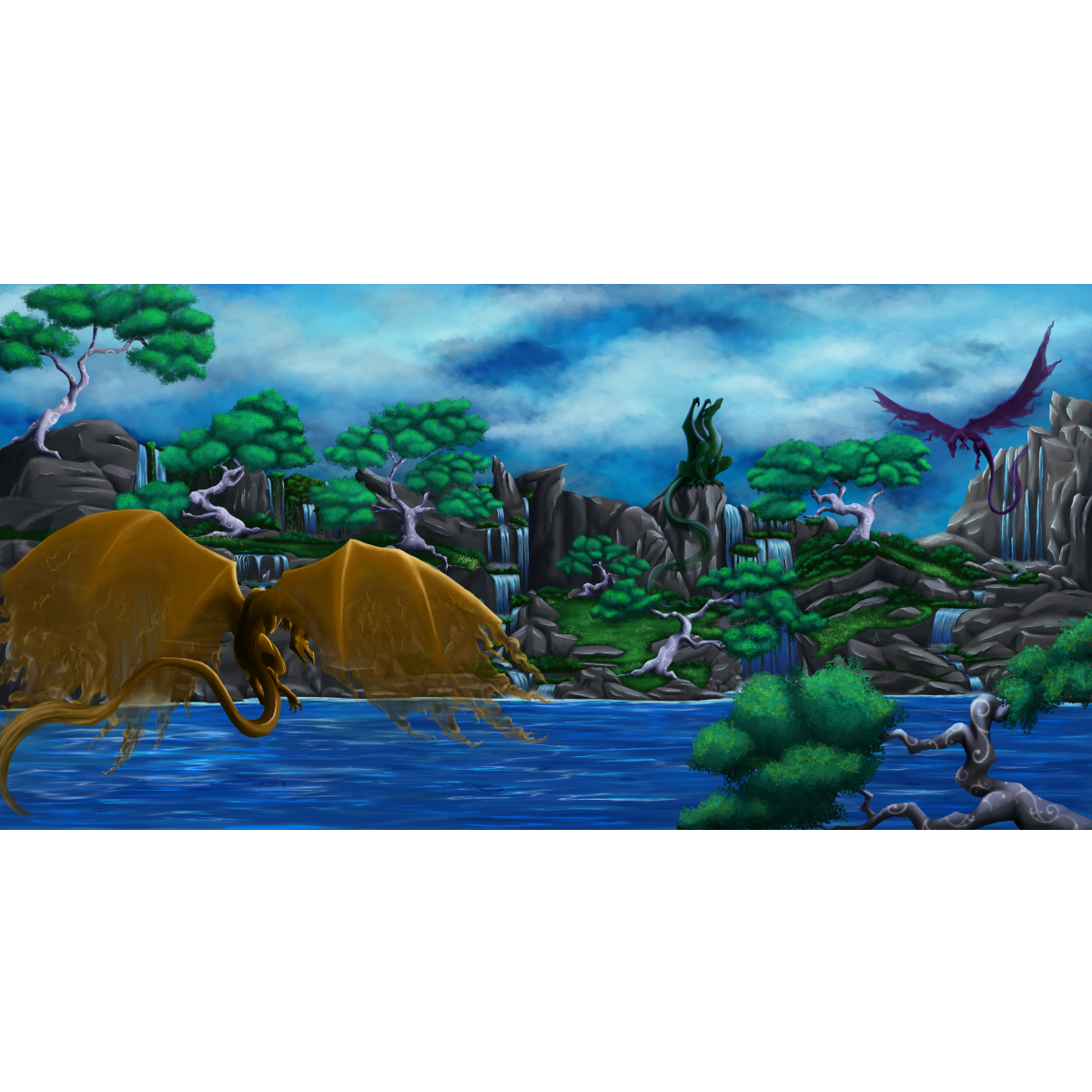 dragon waterfall desk mat dragon waterfall desk mat