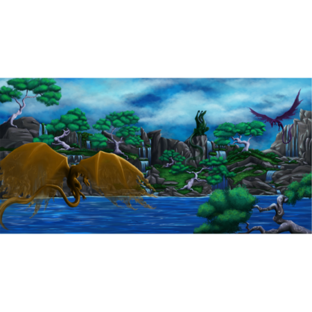 dragon waterfall desk mat