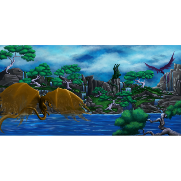 dragon waterfall desk mat